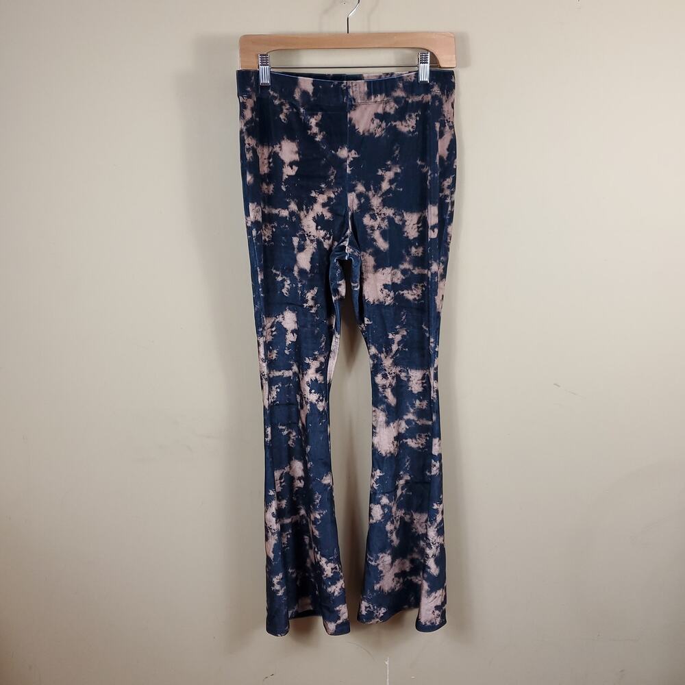 TOPSHOP Tie Dye Velvet Flare Trousers Size 10P